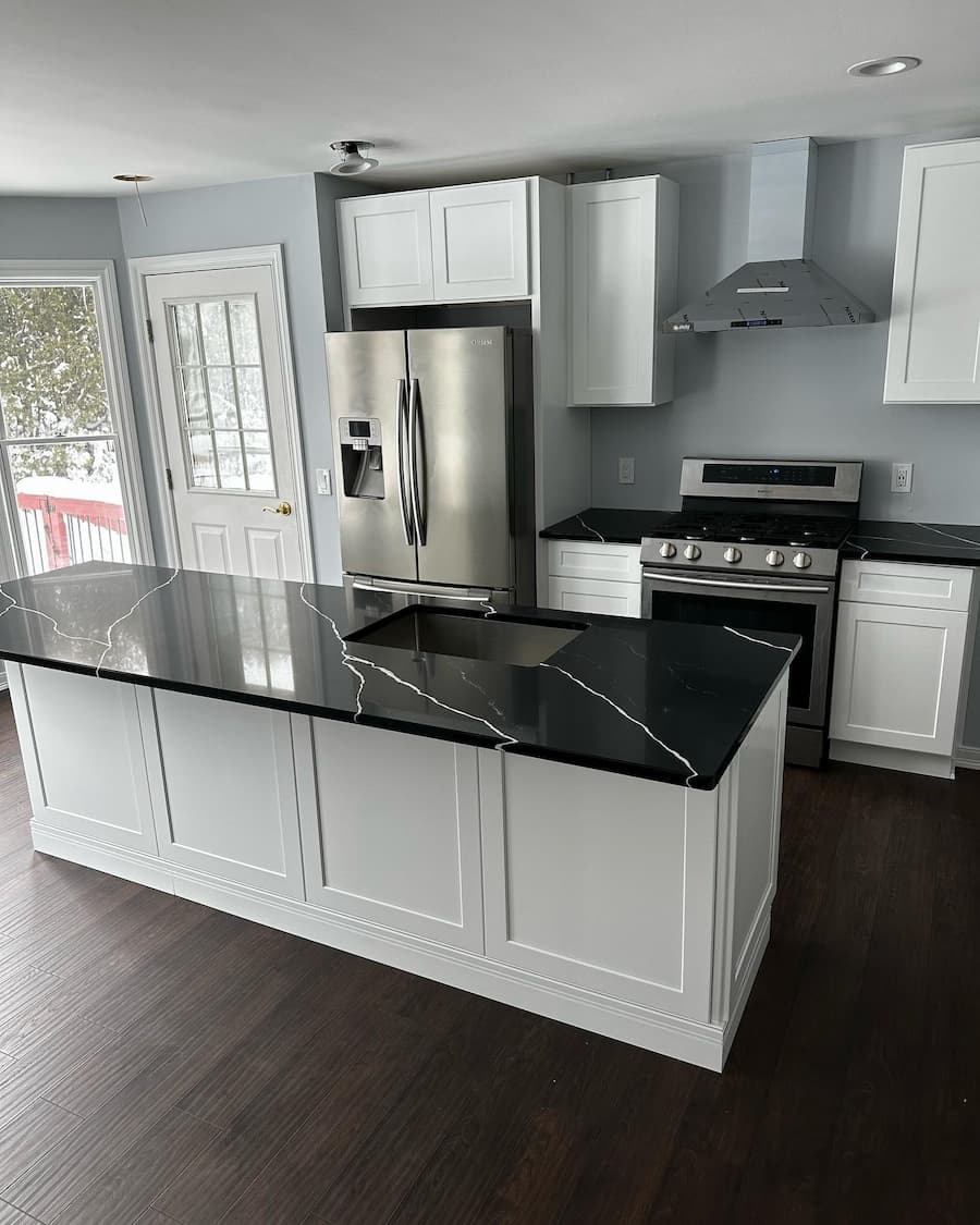 Wide kitchen with natural light